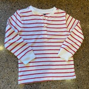 Janie and Jack White and Red Striped Henley Long-Sleeve Top